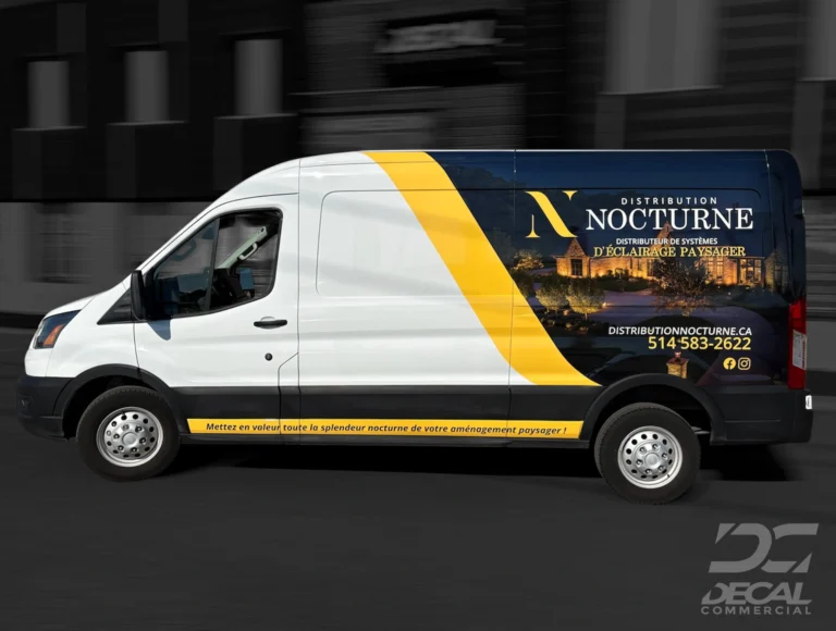 Habillage de Ford Transit avec impression grand format pour Distribution Nocturne.